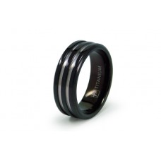 8 mm Black Titanium Band with Two white Grooves